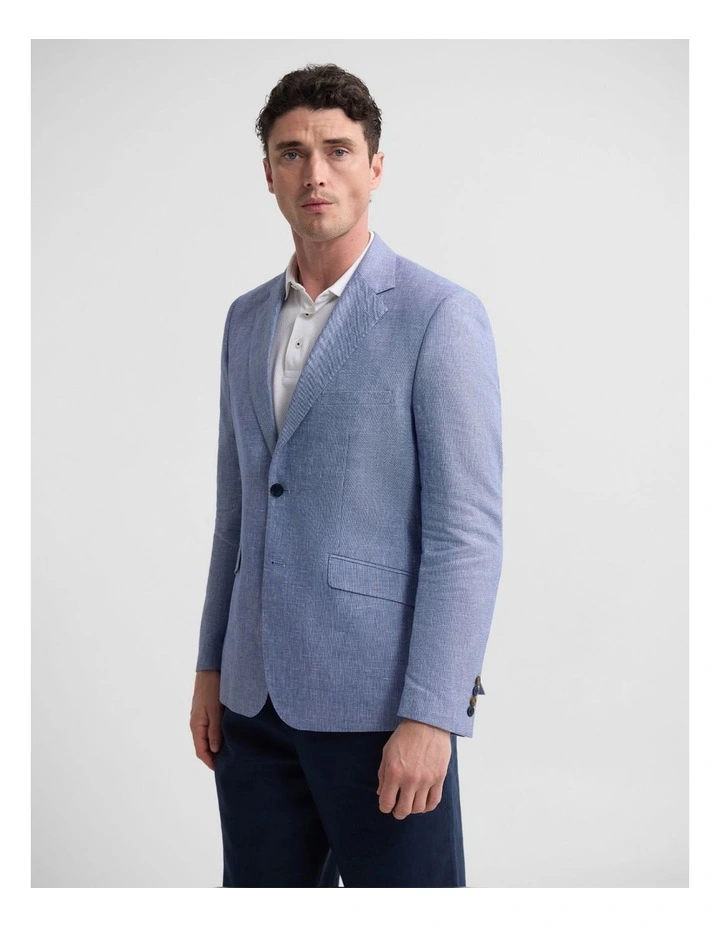 Blake Linen And Cotton Blazer in Blue image 5