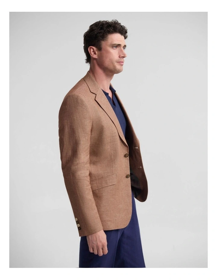 Blake Linen And Cotton Blazer in Rust image 2