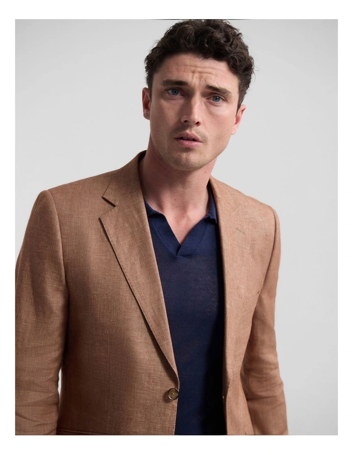 Blake Linen And Cotton Blazer in Rust image 5