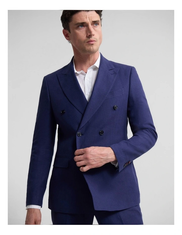 Hardy Double Breasted Blend Jacket in Navy image 5