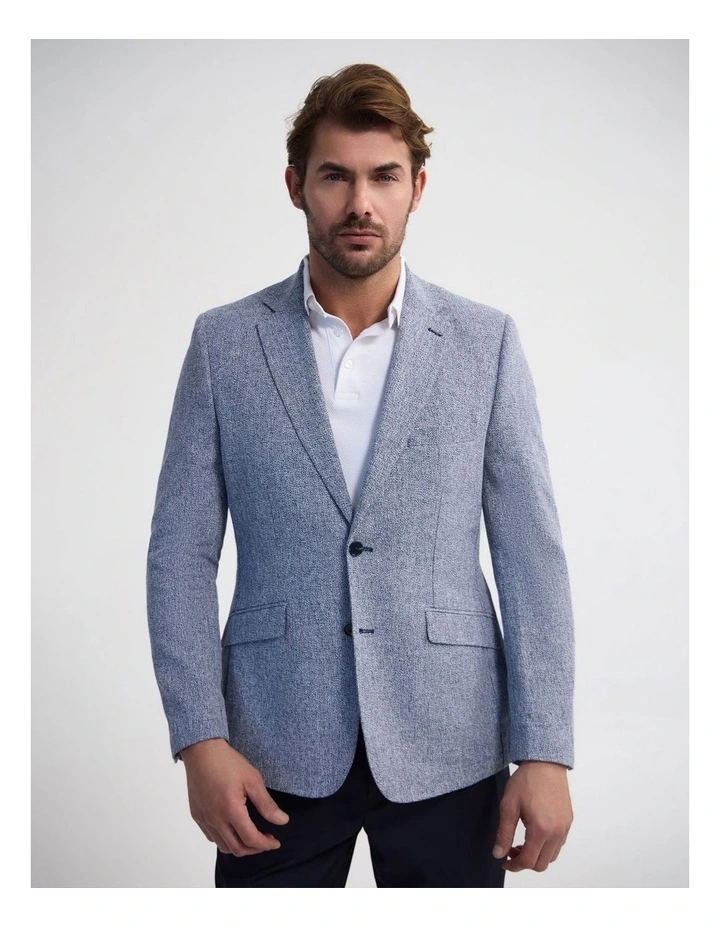 Milton Linen Cotton Blazer in Navy image 1