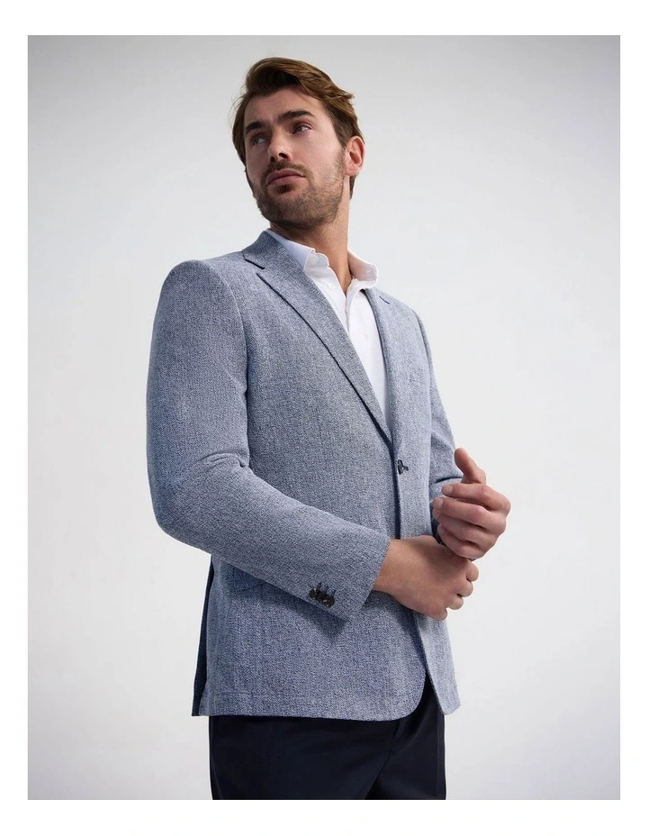 Milton Linen Cotton Blazer in Navy image 4