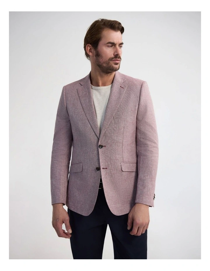 Milton Linen Cotton Blazer in Red image 1