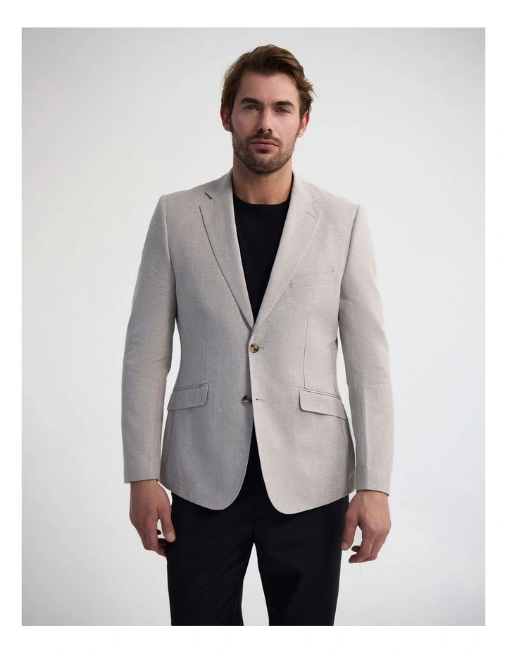 Milton Linen Cotton Blazer in Sand image 1
