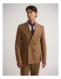 Hardy Double Breasted Linen Jacket in Mocha