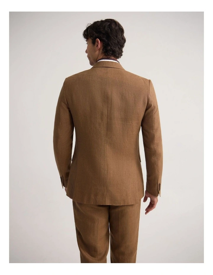 Hardy Double Breasted Linen Jacket in Mocha image 3