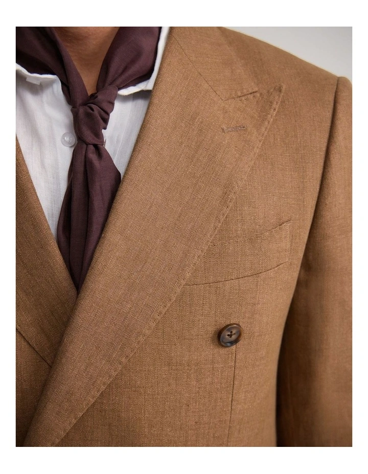 Hardy Double Breasted Linen Jacket in Mocha image 6