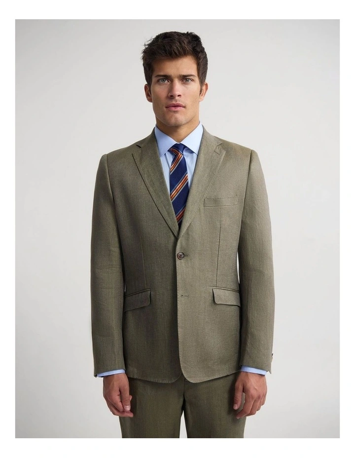 Milton Linen Blazer in Green image 1
