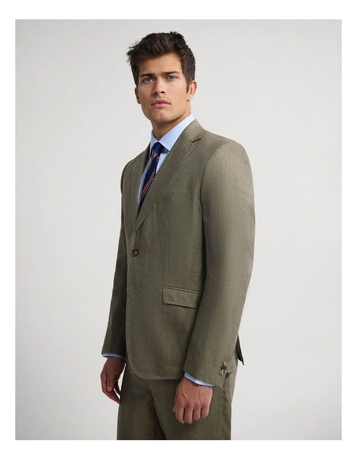 Milton Linen Blazer in Green image 4