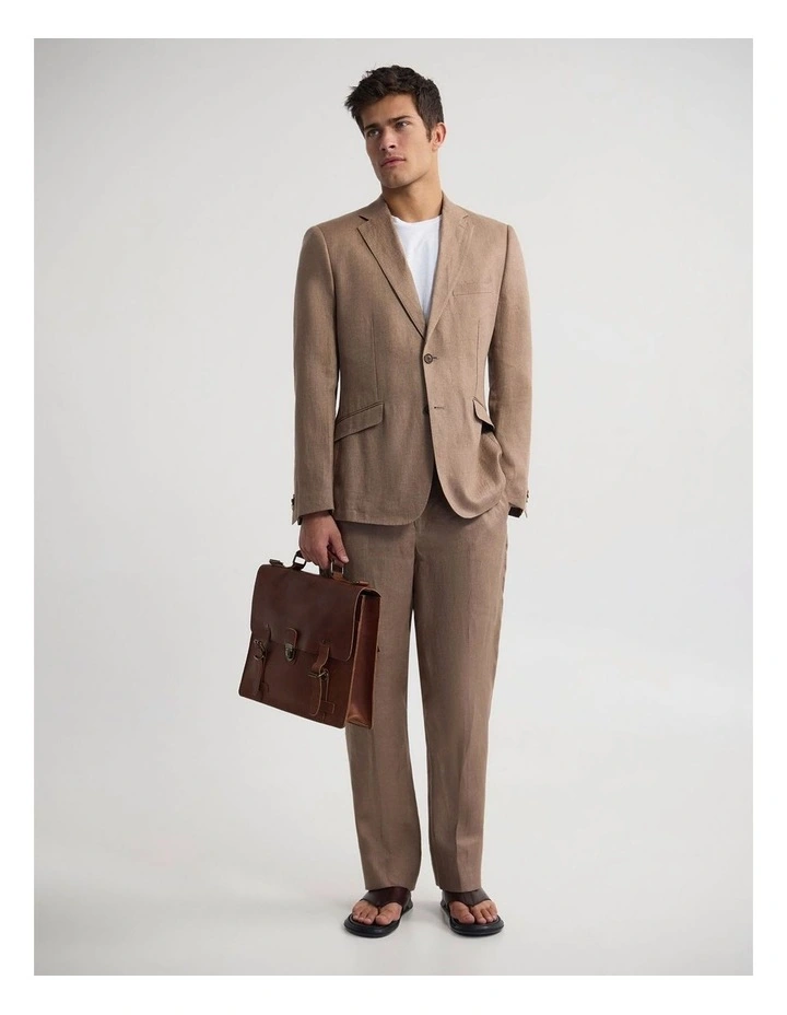 Milton Linen Blazer in Bark image 2