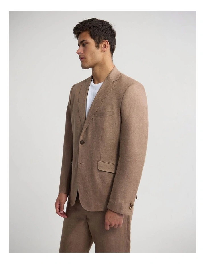 Milton Linen Blazer in Bark image 4