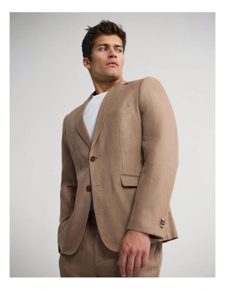 Milton Linen Blazer in Bark image 5