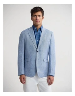 Blake Linen Cotton Blazer in Blue
