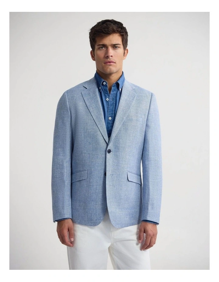 Blake Linen Cotton Blazer in Blue image 1
