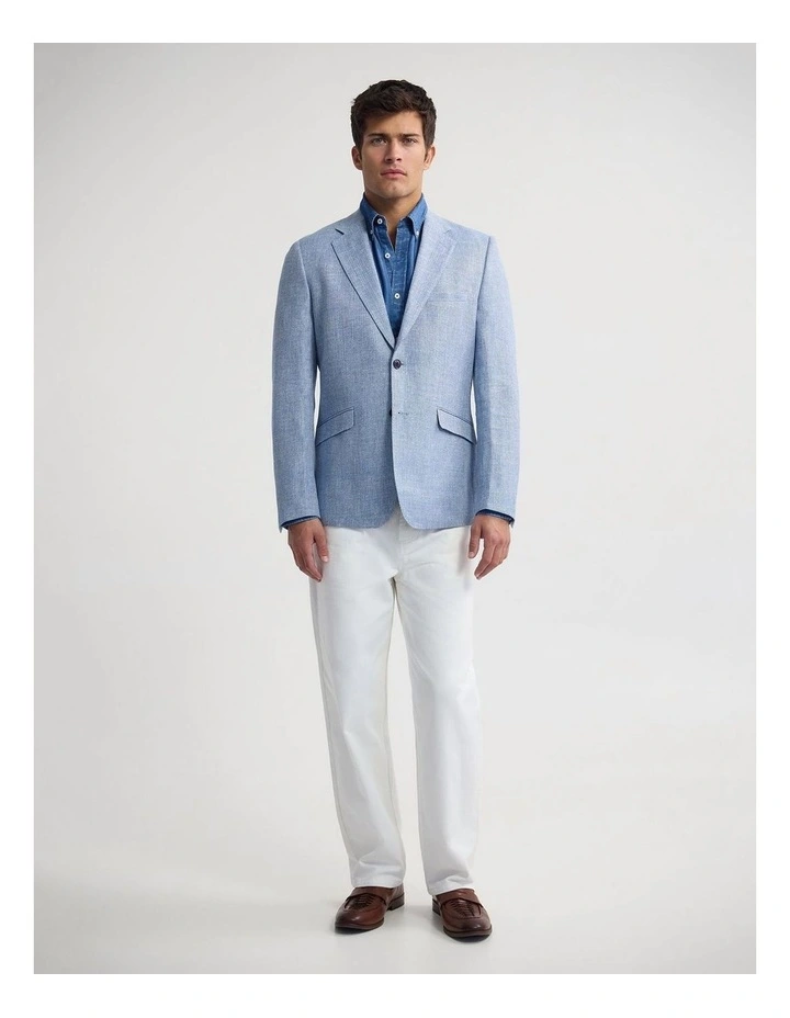 Blake Linen Cotton Blazer in Blue image 2