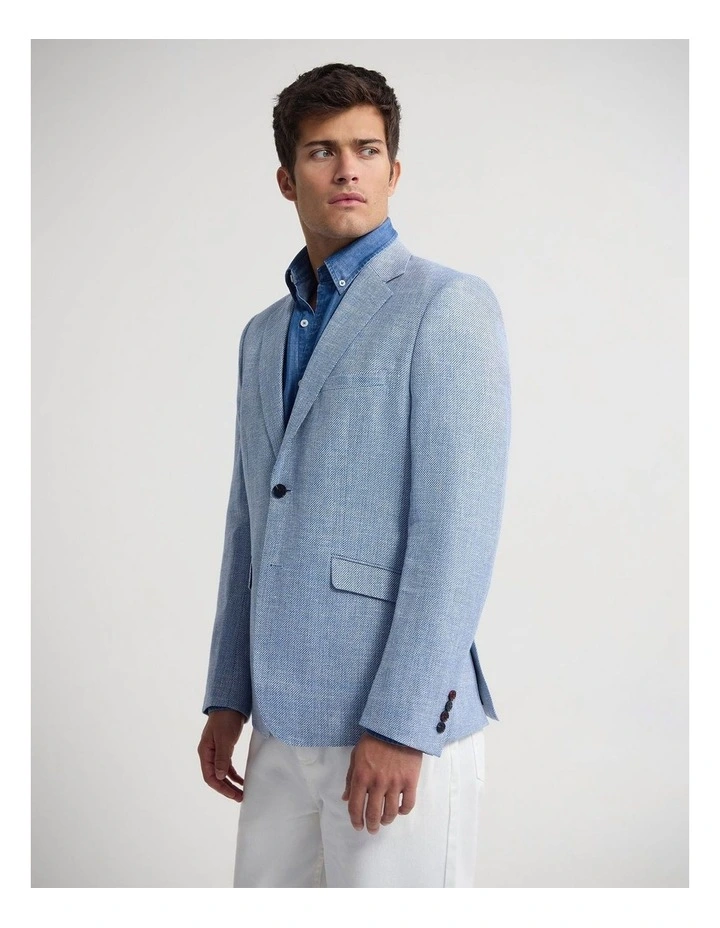Blake Linen Cotton Blazer in Blue image 4