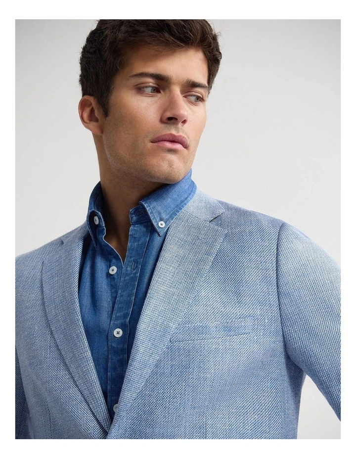 Blake Linen Cotton Blazer in Blue image 5