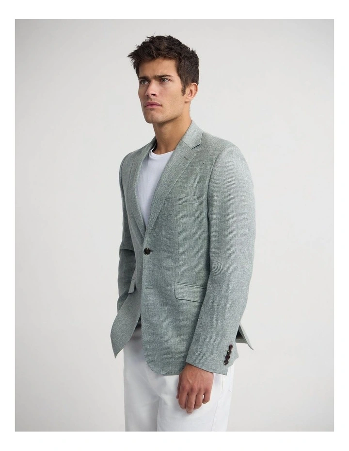 Blake Linen Cotton Blazer in Green image 4