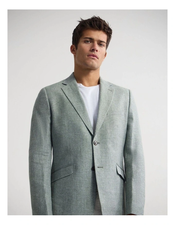Blake Linen Cotton Blazer in Green image 5