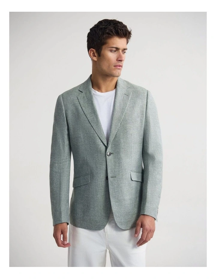 Blake Linen Cotton Blazer in Green image 6