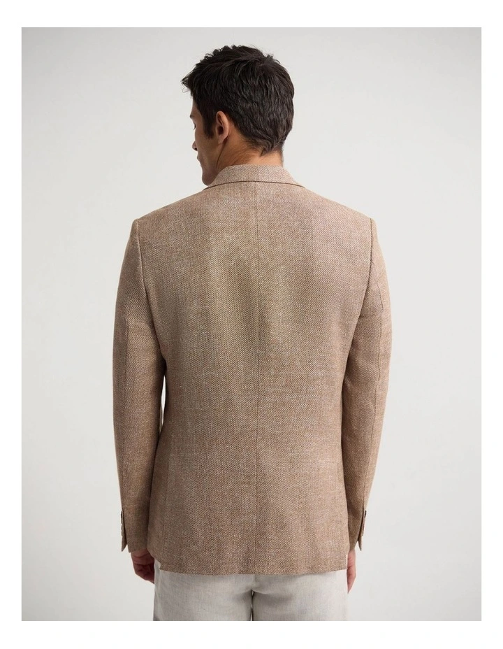 Blake Linen Cotton Blazer in Mocha image 3