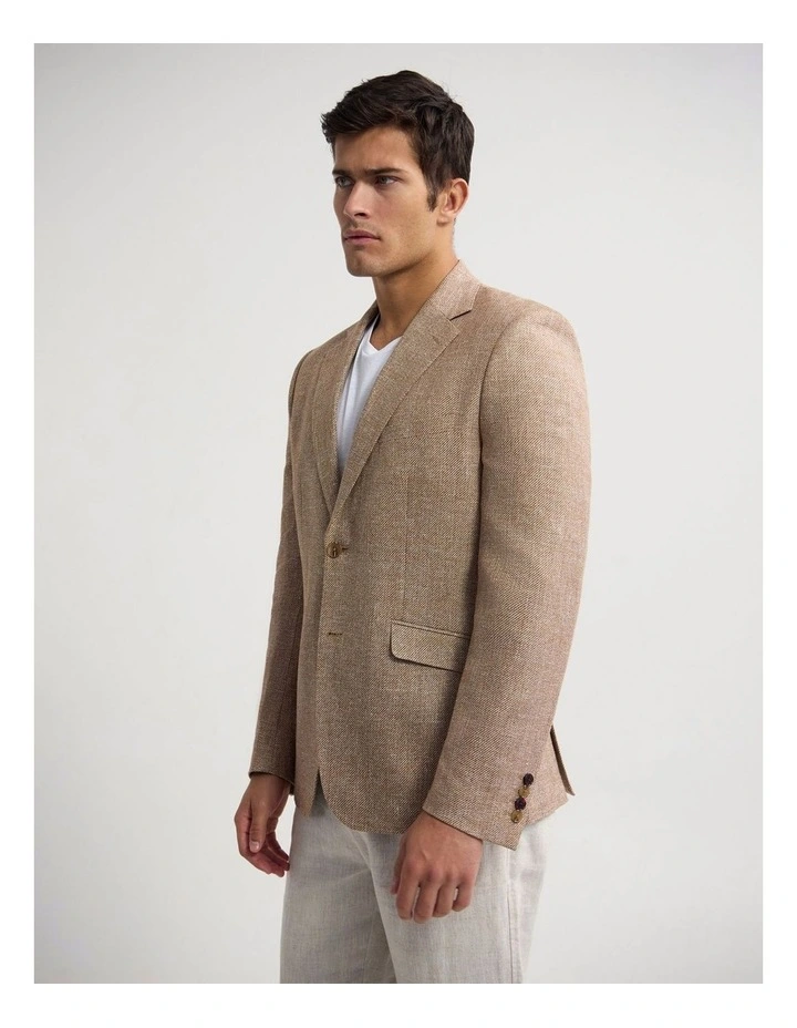 Blake Linen Cotton Blazer in Mocha image 4