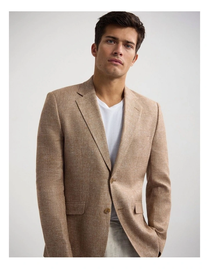 Blake Linen Cotton Blazer in Mocha image 5