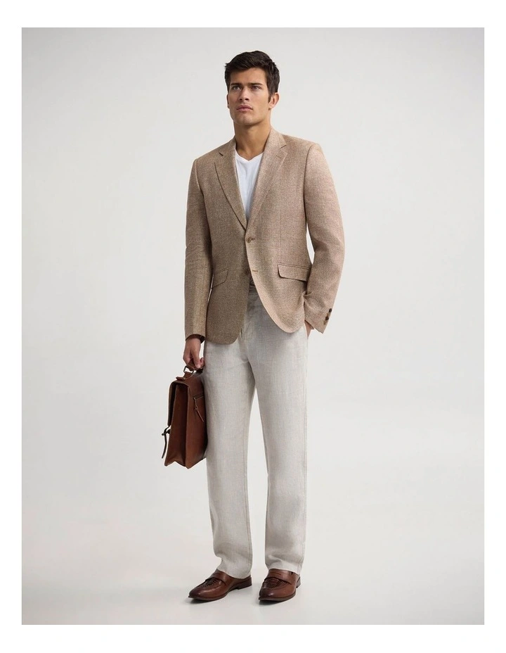 Blake Linen Cotton Blazer in Mocha image 6