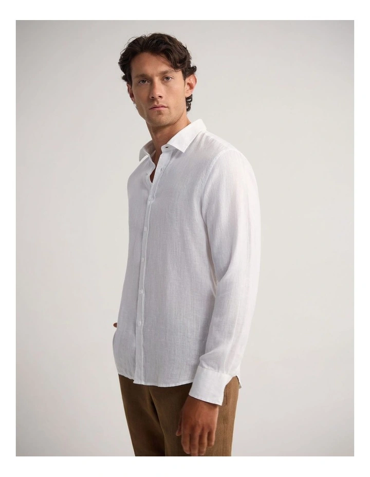 Cooper Ls French Linen Shirt in White image 3