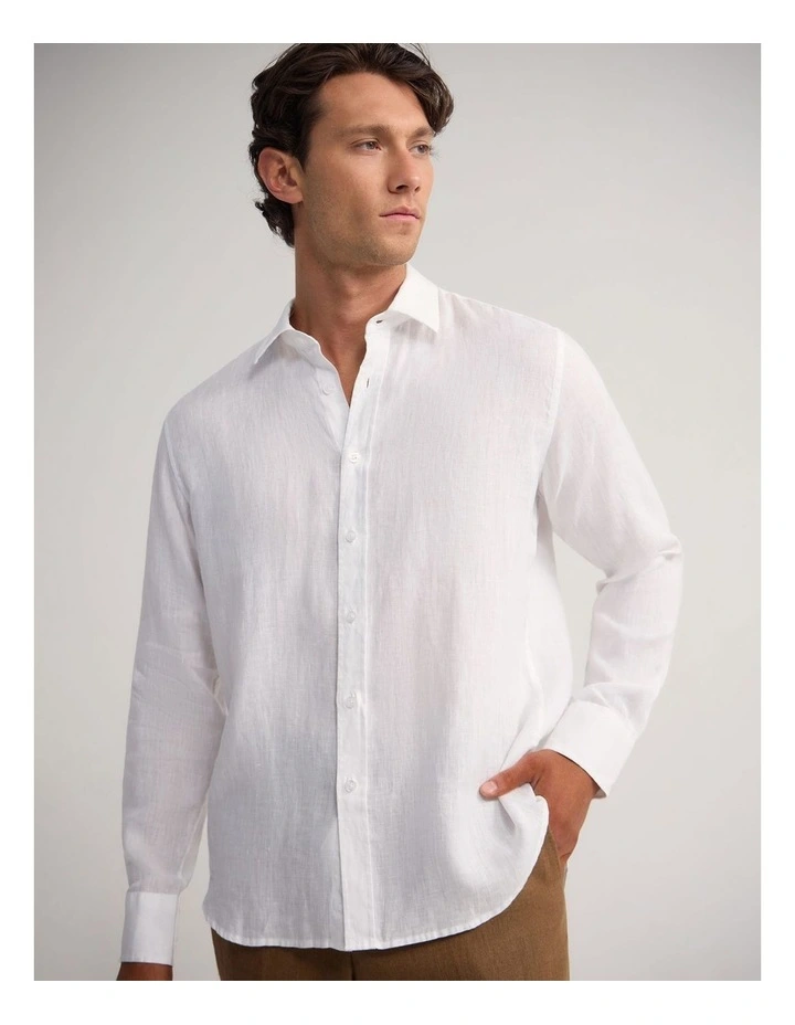 Cooper Ls French Linen Shirt in White image 4