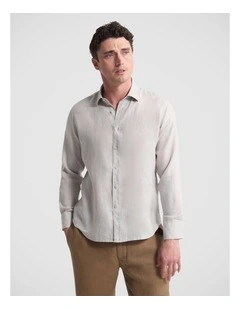 Cooper Ls French Linen Shirt in Stone