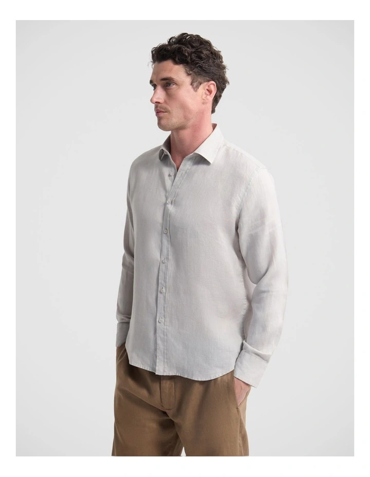 Cooper Ls French Linen Shirt in Stone image 3