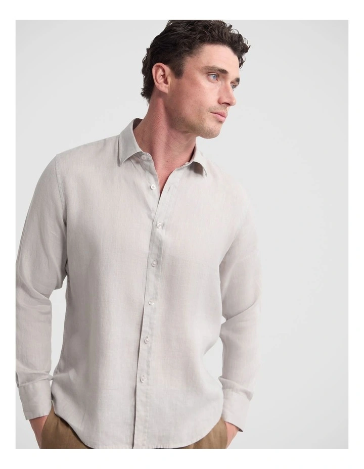 Cooper Ls French Linen Shirt in Stone image 4