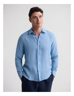 Cooper Ls Delave Linen Shirt in Sky