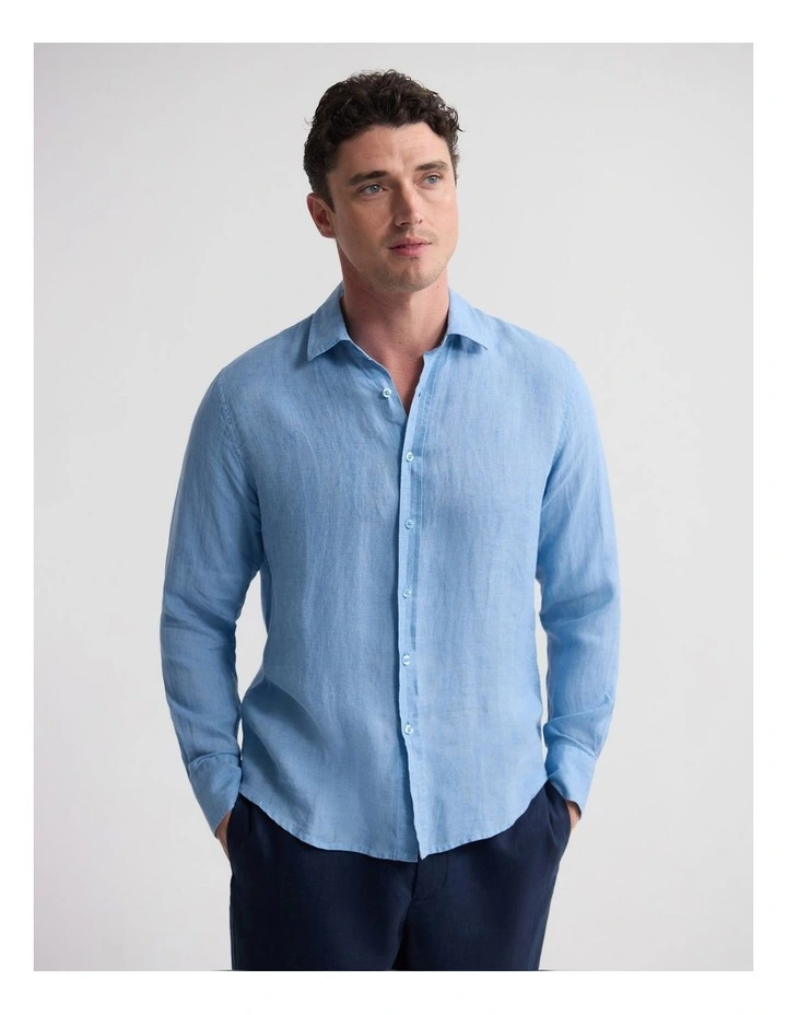 Cooper Ls Delave Linen Shirt in Sky image 1