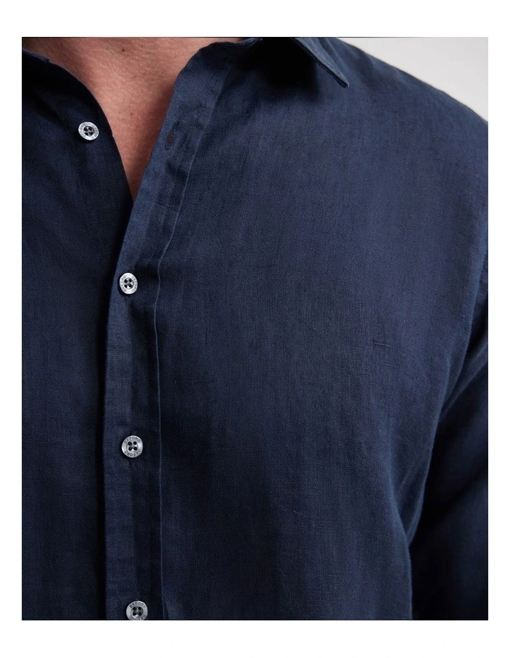 Cooper Ls French Linen Shirt in Navy image 6