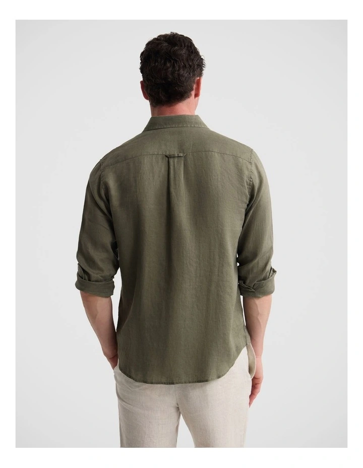 Cooper Ls French Linen Shirt in Olive image 2