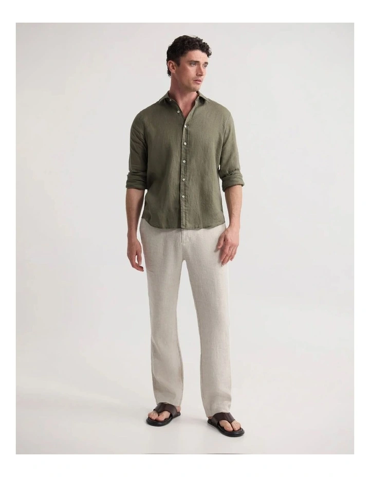 Cooper Ls French Linen Shirt in Olive image 5