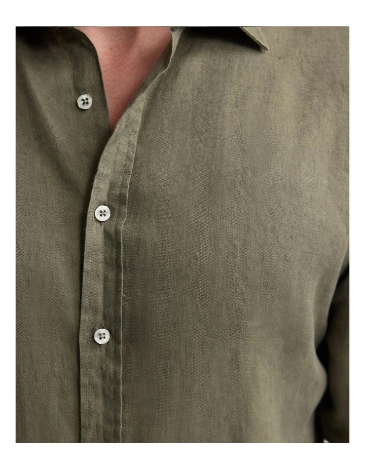 Cooper Ls French Linen Shirt in Olive image 6