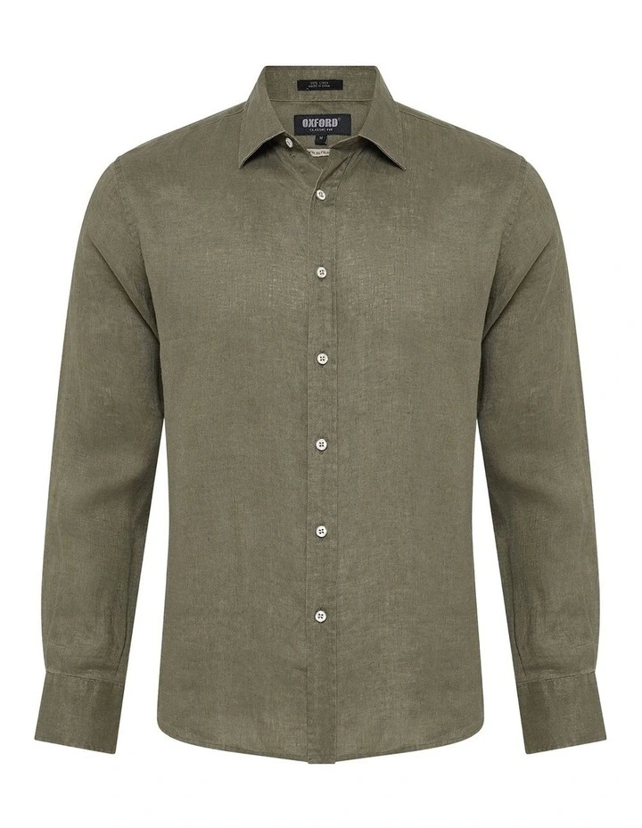 Cooper Ls French Linen Shirt in Olive image 7