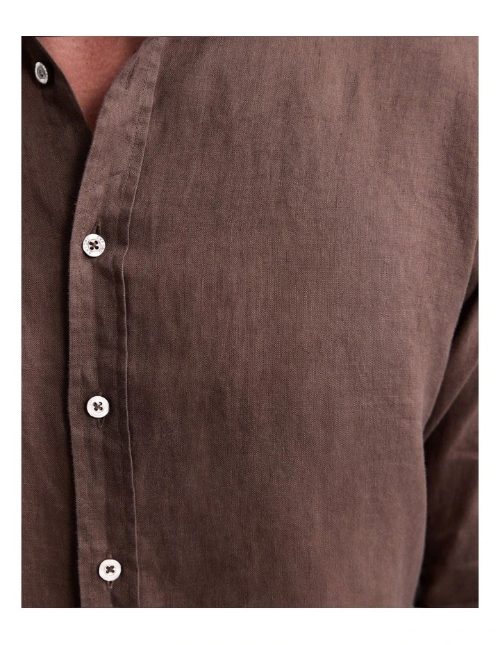 Cooper Ls French Linen Shirt in Chocolate image 6
