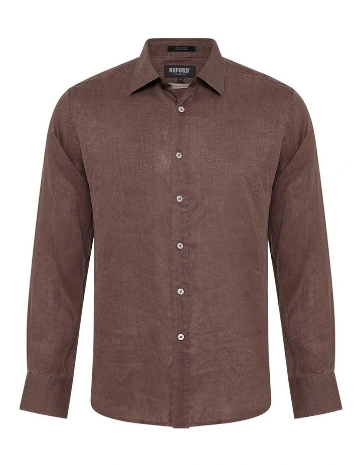 Cooper Ls French Linen Shirt in Chocolate image 7