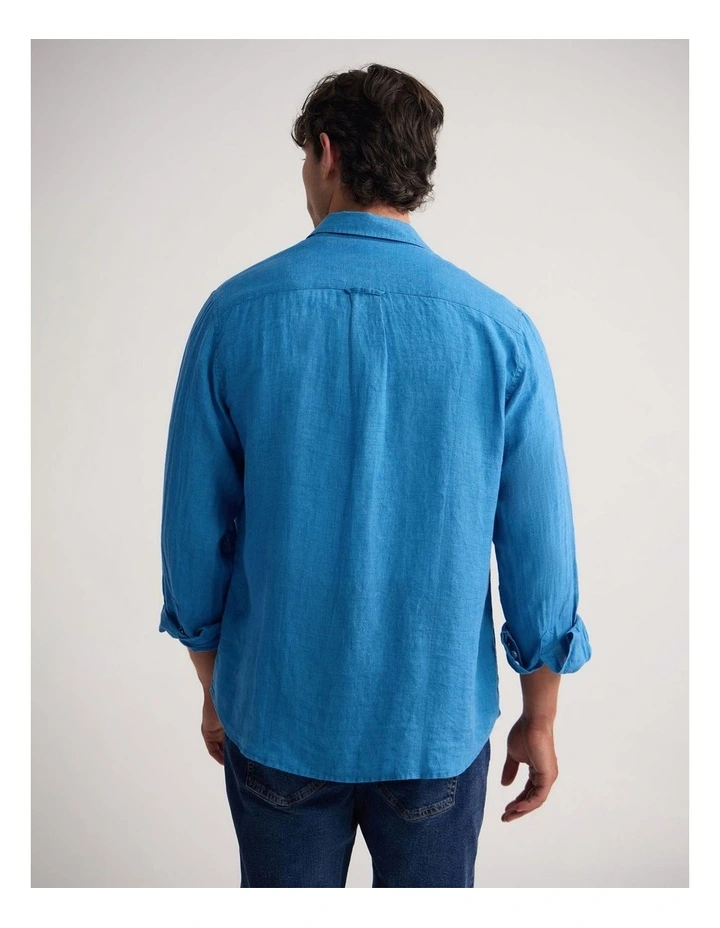 Cooper Ls Delave Linen Shirt in Ocean Blue image 2