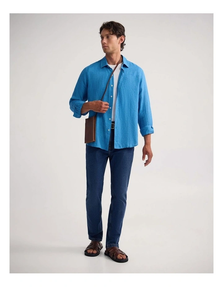 Cooper Ls Delave Linen Shirt in Ocean Blue image 5