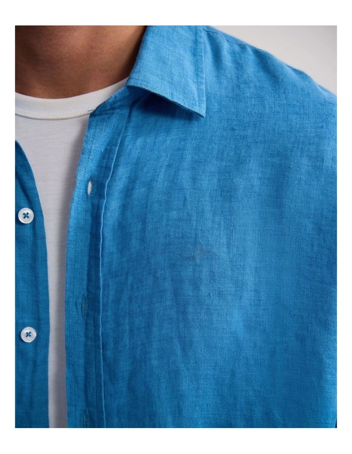 Cooper Ls Delave Linen Shirt in Ocean Blue image 6