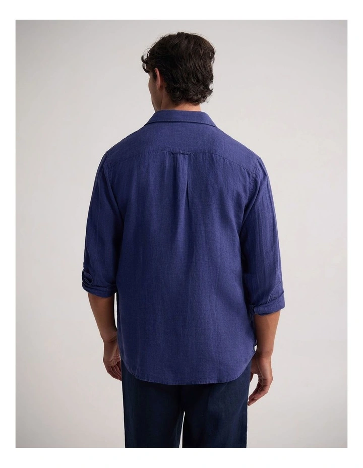 Cooper Ls Delave Linen Shirt in Denim Blue image 2
