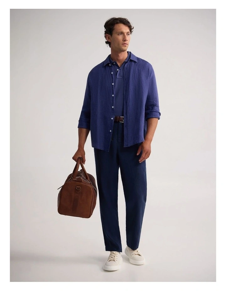 Cooper Ls Delave Linen Shirt in Denim Blue image 5