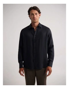 Cooper Ls French Linen Shirt in Black