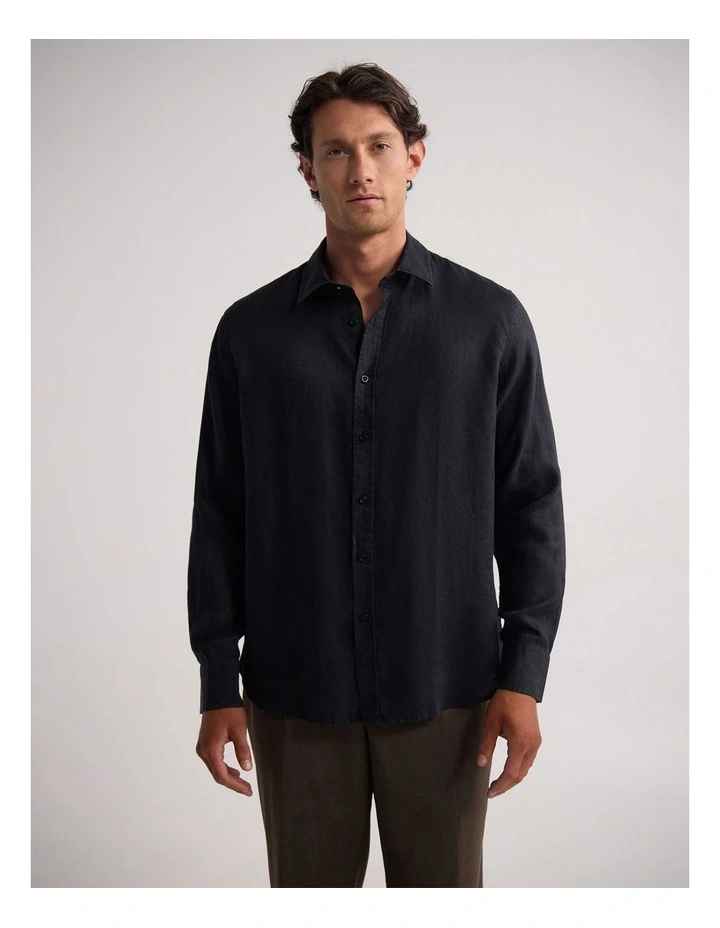Cooper Ls French Linen Shirt in Black image 1