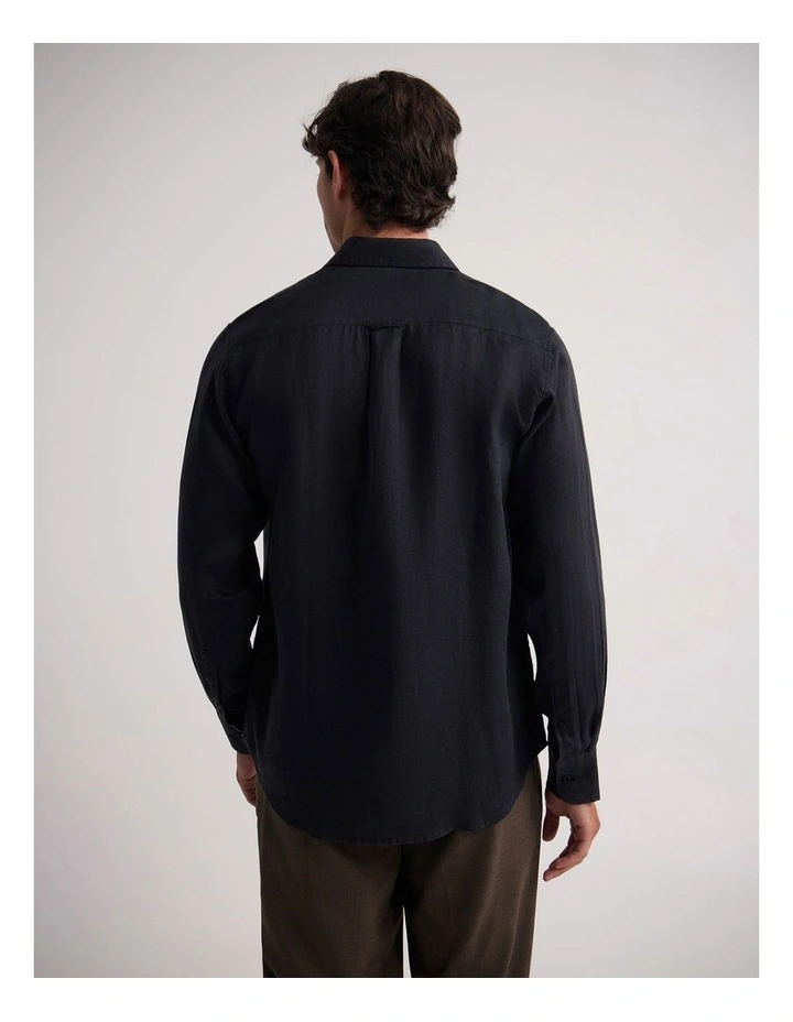 Cooper Ls French Linen Shirt in Black image 2